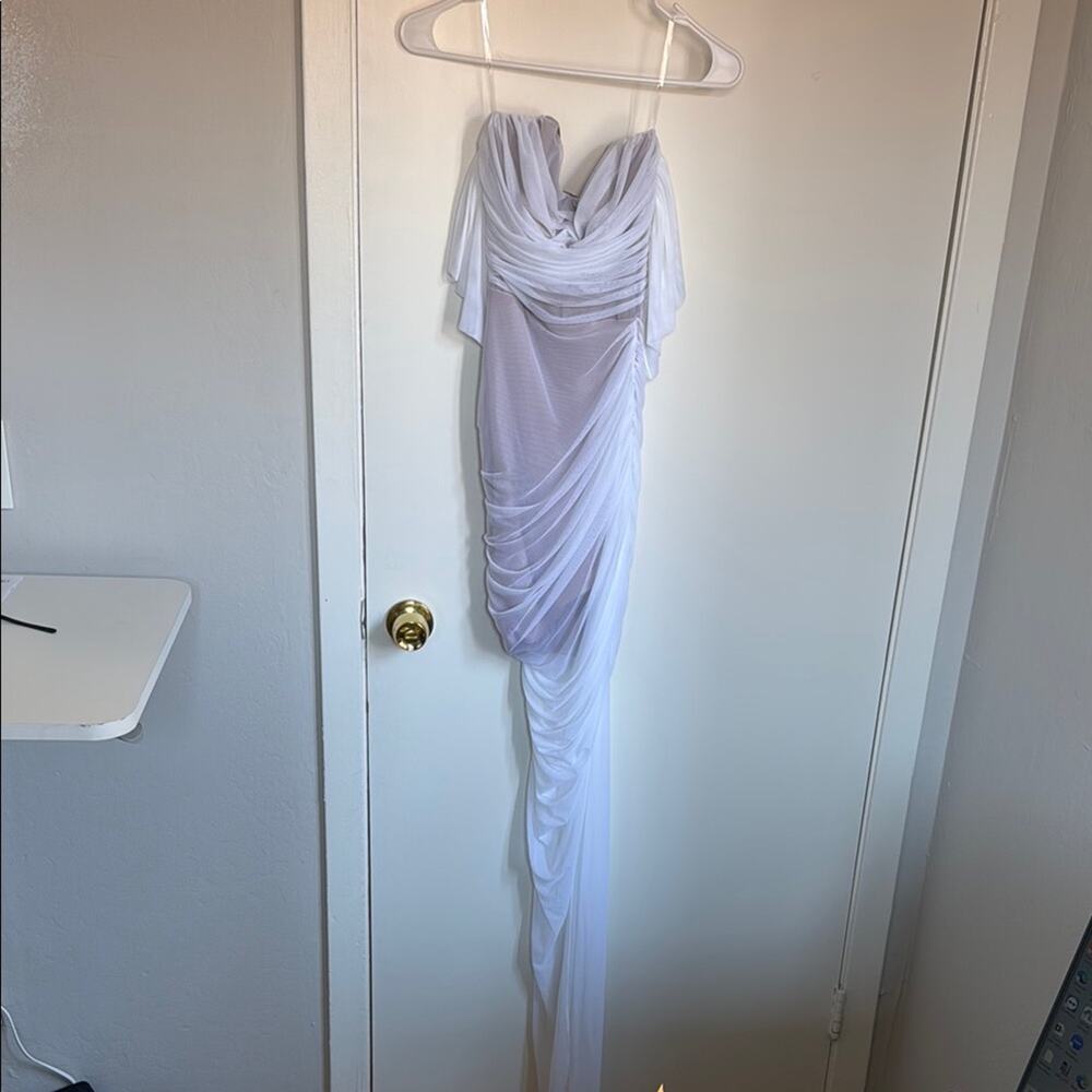 Nookie x Revolve Dita Boned Bodice Mesh Gown Size Small NWT White Nude - Picture 3 of 5